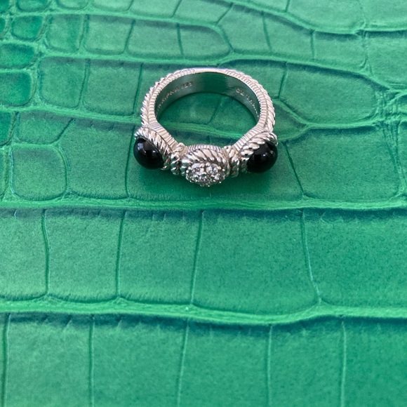 Pre-Loved Judith Ripka Sterling Silver Textured Onyx/Cubic Zirconia Band Ring - Picture 4 of 5